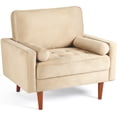 thumbnail image 1 of Vesgantti Velvet Accent Chair, Mid Century Modern Living Room Chairs, Button Tufted Arm Chairs with 2 Pillows, Comfy Sofa Chairs for Bedroom, Office, Apricot, 1 of 4