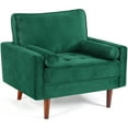 thumbnail image 1 of Vesgantti Velvet Accent Chair, Mid Century Modern Living Room Chairs, Button Tufted Arm Chairs with 2 Pillows, Comfy Sofa Chairs for Bedroom, Office, Green, 1 of 5