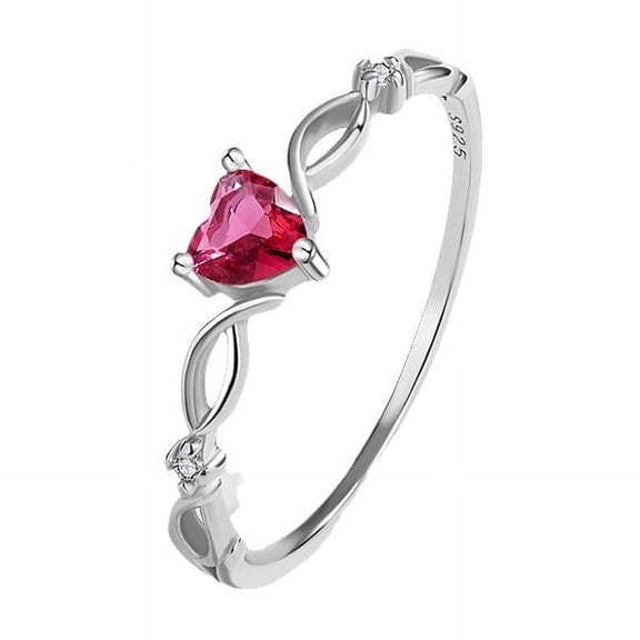 Veshon 925 Sterling Silver Engagement Rings Heart Cut 5MM 5A Birthstone Infinity Ring for Women