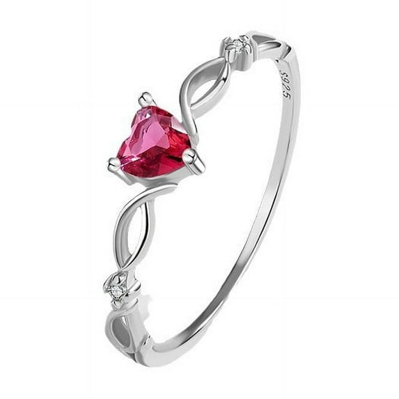 Veshon 925 Sterling Silver Engagement Rings Heart Cut 5MM 5A Birthstone Infinity Ring for Women