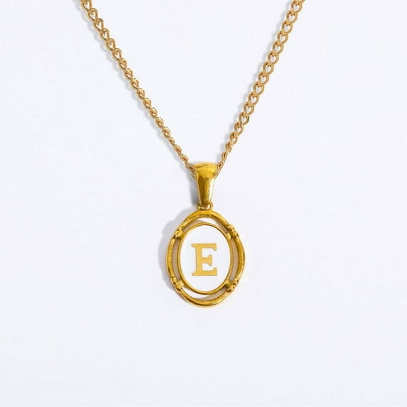 Veshon Gold Initial Necklaces for Women,14K Gold Plated White Enamel Letter Necklace Dainty Gold A-Z Personalized Pendant Necklaces Trendy Charm Monogram Name Necklace Jewelry Gift for women