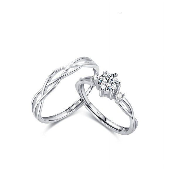 Veshon Infinity Knot Promise Rings for Her Sterling Silver Cubic Zirconia Wedding Engagement Rings size adjustable