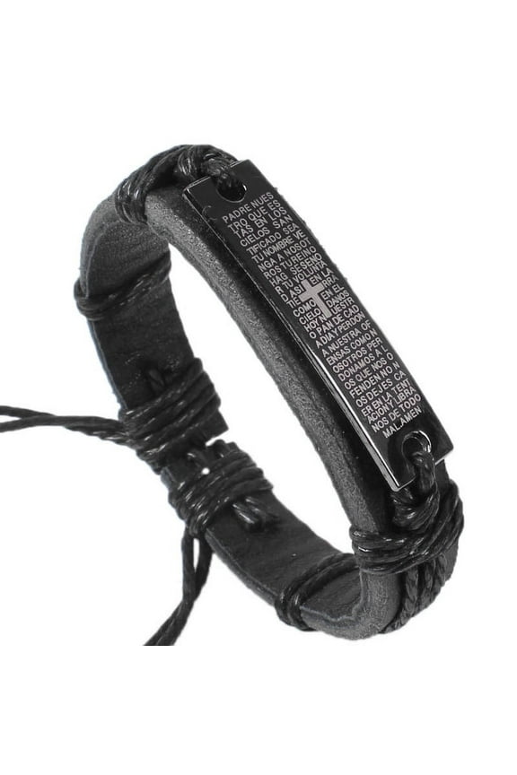 Veshon Leather Cross Bracelet for Teen Boy or Men, Cool Christian Gift Ideas for Young Teenage Boys for Confirmation, Baptism, Christmas Stocking Stuffers