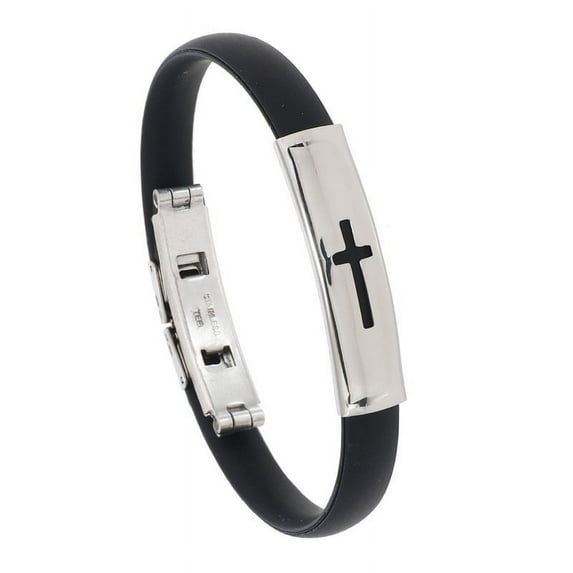 Veshon Men's Leather Bracelet with Stainless Steel Wristband Cuff Bangle Personality Bracelets