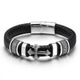 thumbnail image 1 of Veshon Men's leather Bracelet Woven leather bracelet Cross Open bracelet Stainless Steel Cuff bracelet Birthday Boy Men Gift, 1 of 4