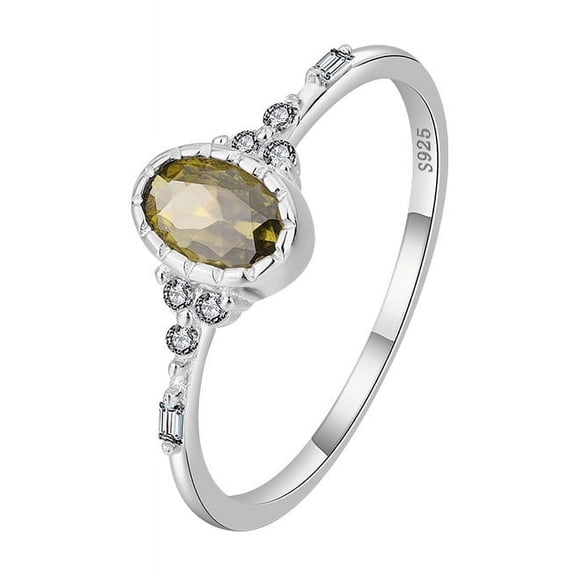 Veshon Oval Olivine 925 Sterling Silver Engagement Ring Women's Jewelry