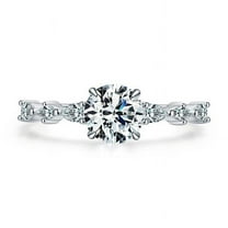 Veshon Round Pink Promise Rings for Her | 925 Sterling Silver Halo Ring | Engagement Wedding band for Women Size 5