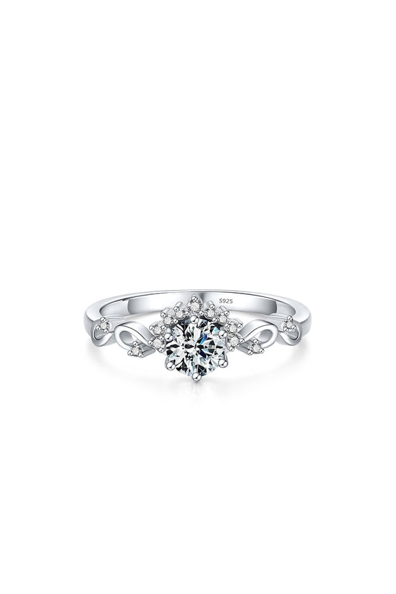 Veshon Round Promise Rings for Her | 925 Sterling Silver Halo Ring | Engagement Wedding band for Women Size 5