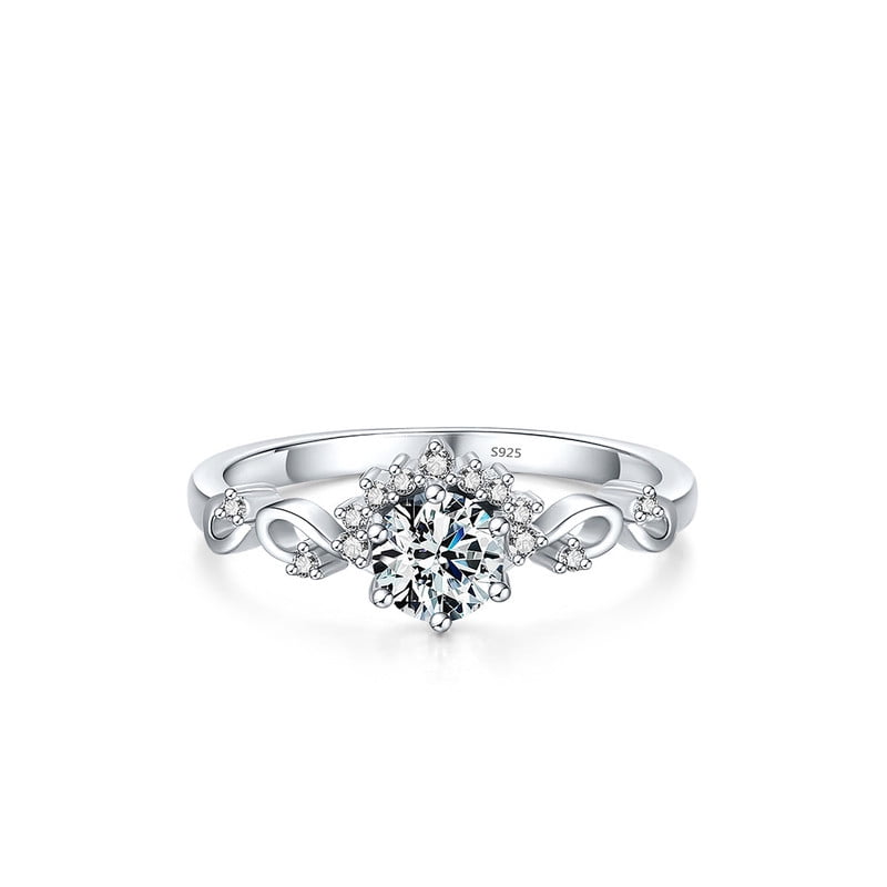 Veshon Round Promise Rings for Her | 925 Sterling Silver Halo Ring | Engagement Wedding band for Women Size 9
