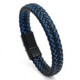 Braided Leather Bangle Bracelet For Men - Brown Genuine Leather With Magnetic Stainless Steel Clasp