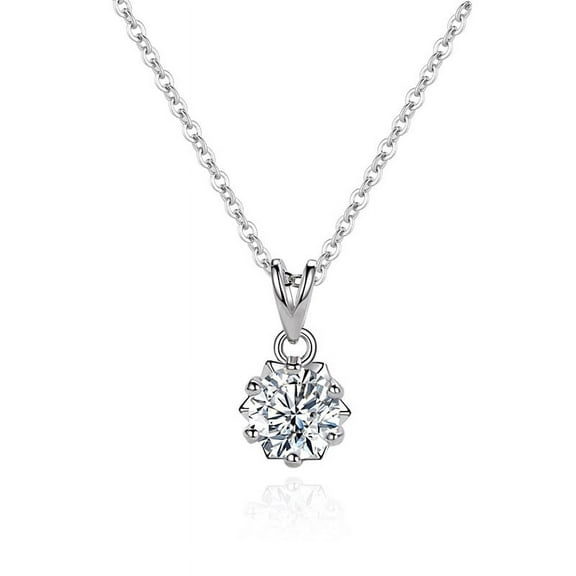 Veshon Sterling Silver Diamond Necklace | CZ Women's Crystal Necklace, Daimon Wearing Necklace as a Gift for Her