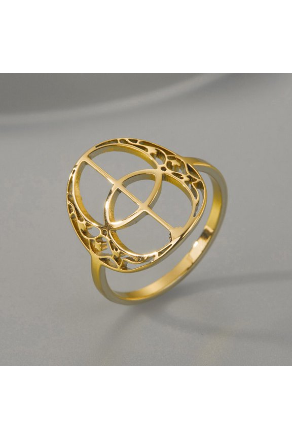 Vesica Pisces Stainless Steel Ring Geometric Personality Party Accessories