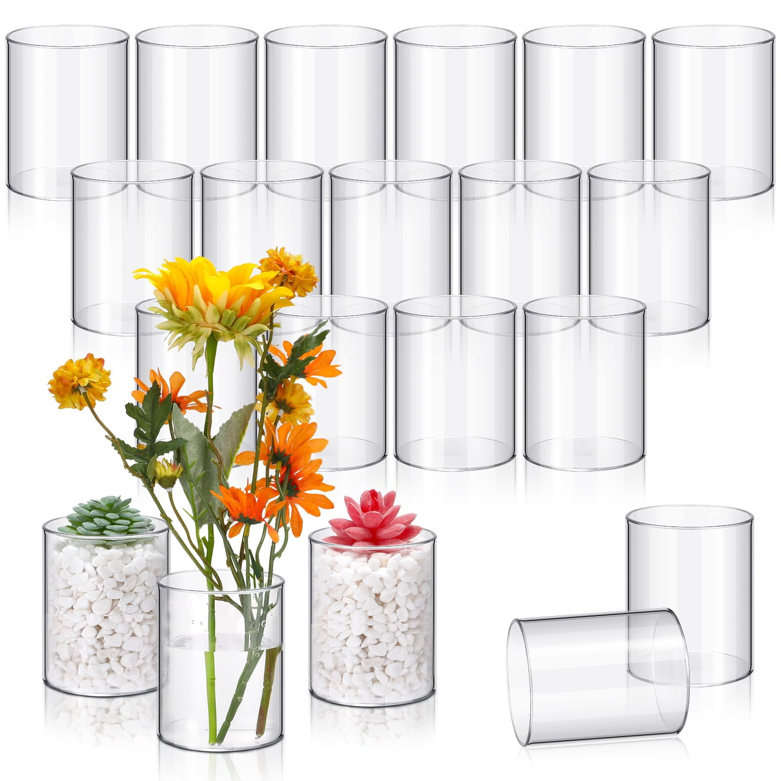 Vesici 4-Piece Clear Acrylic Storage Canister Set With Bamboo Lids - 180 Oz & 93 Oz Jars For Pantry