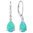 thumbnail image 1 of Vesitim Opal Earrings for Women Sterling Silver Teardrop Solitaire Dangle Drop Earring Birthstone Jewelry Gift Created Green Opal, 1 of 7
