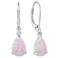 thumbnail image 1 of Vesitim Opal Earrings for Women Sterling Silver Teardrop Solitaire Dangle Drop Earring Birthstone Jewelry Gift Created Pink Opal, 1 of 7