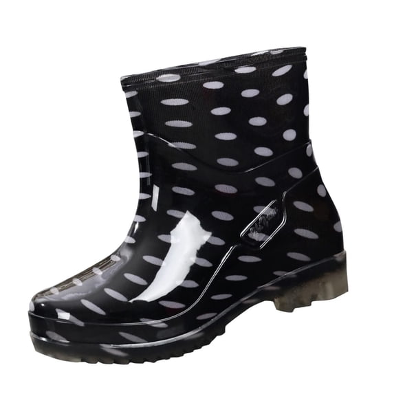 Veskora Waterproof Mid Rain Boot Short Rain Boots For Women Rubber Boots Rain Shoes Slip On Garden Boots Short Rain Boots Black 38