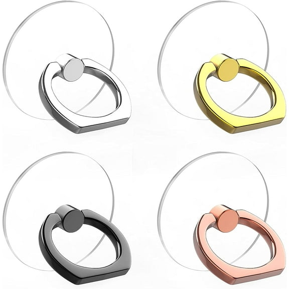 Vesmatity Cell Phone Ring Holder Stand 4 Pack Transparent Phone Ring Holder Universal 360 Degree Rotation Clear Finger Grip Ring Kickstand Compatible Various Mobile Phones or Phone case