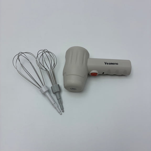 Vesmeno Electric egg beaters Cordless Electric Egg Beater with 2 Stainless Steel Whisks for Baking, Cooking & Blending (White)