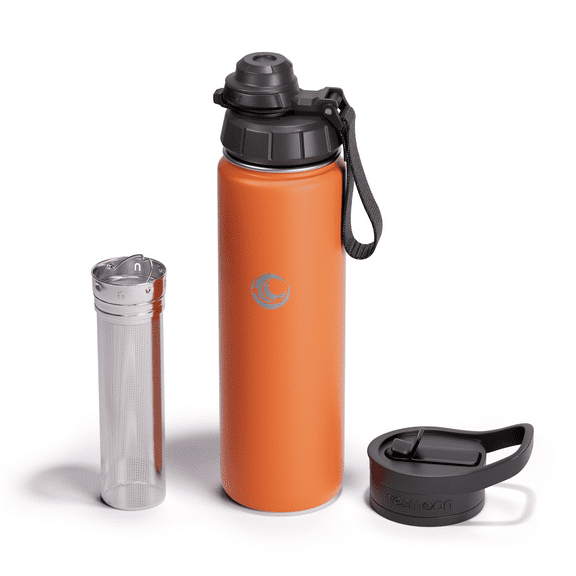 Vesmoon Vessence Infuser Bottle 24 Oz - Insulated Water Bottle for Loose Leaf Tea | Tea Infuser Water Bottle with Straw Lid & Chug Lid | Leak Proof Water Bottle