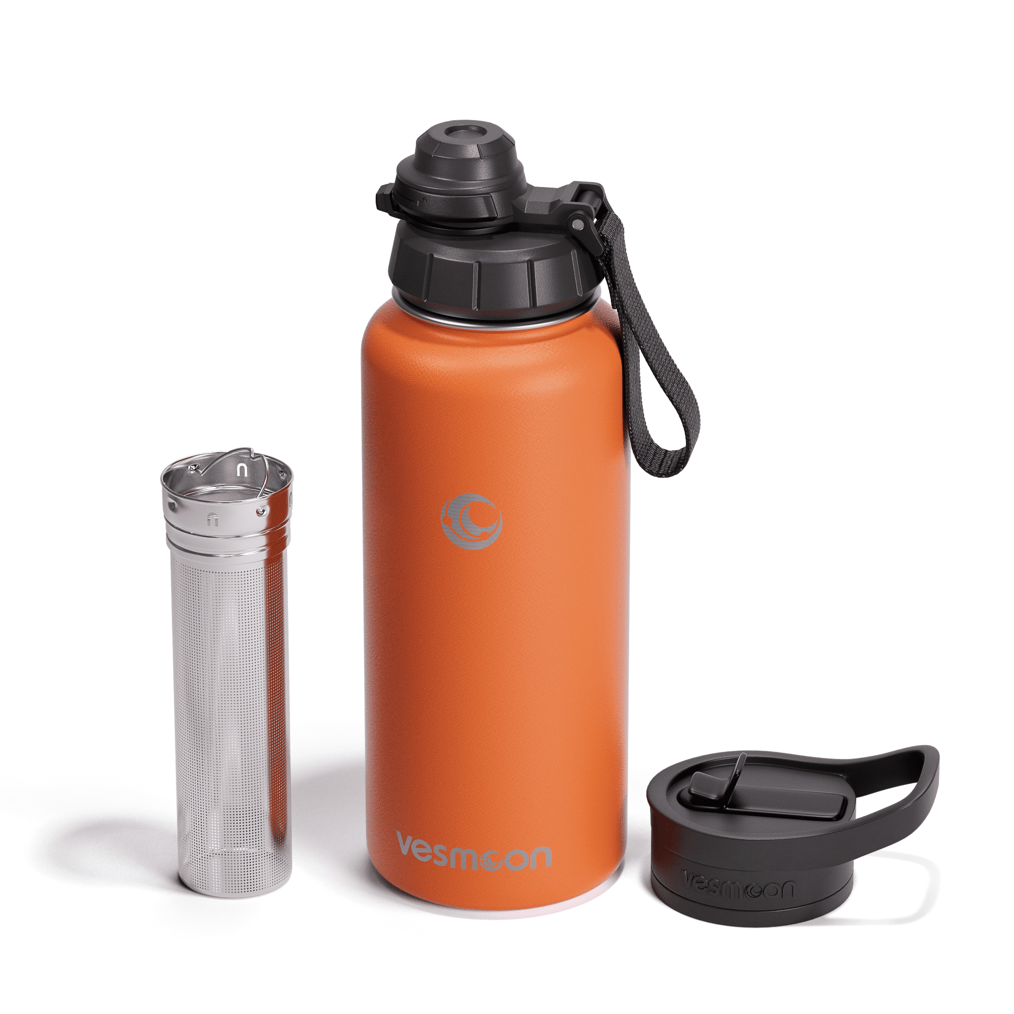 Vesmoon Vessence Infuser Bottle 32 Oz - Insulated Water Bottle for Loose Leaf Tea | Tea Infuser Water Bottle with Straw Lid & Chug Lid | Leak Proof Water Bottle