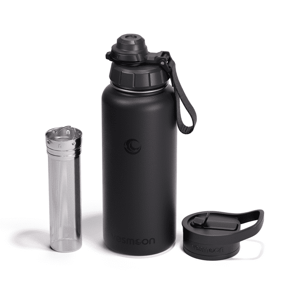 Vesmoon Vessence Infuser Bottle 32 Oz - Insulated Water Bottle for Loose Leaf Tea | Tea Infuser Water Bottle with Straw Lid & Chug Lid | Leak Proof Water Bottle