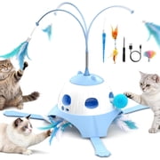Vesora 3-in-1 Interactive Cat Toy, 360  Rotating Butterfly Automatic Cat Toy, USB Rechargeable with Replaceable Feathers for Indoor Cats Boredom Relief