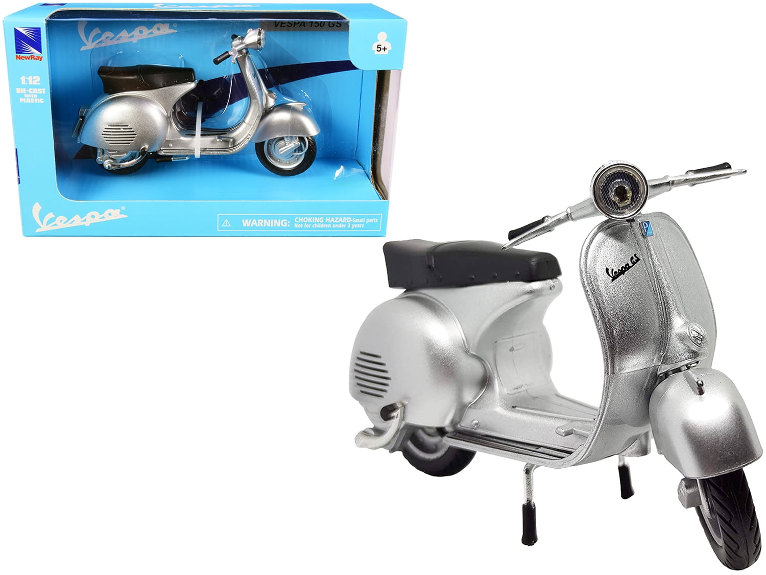VESPA 150 GS SILVER METALLIC 1/12 DIECAST MOTORCYCLE MODEL BY NEW