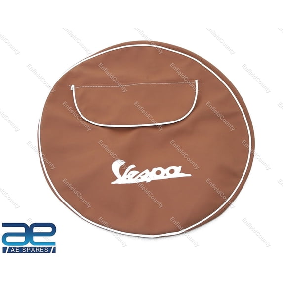 Vespa Tan Color 10" Inch Spare Stepney Wheel Cover With Pocket