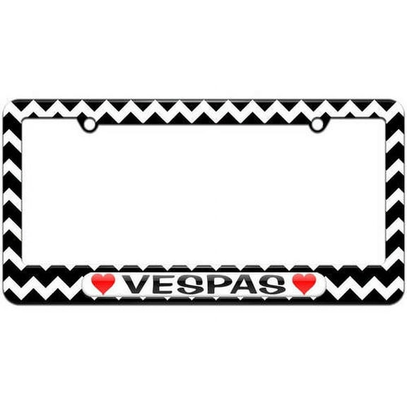 Vespas Love with Hearts License Plate Tag Frame, Multiple Colors