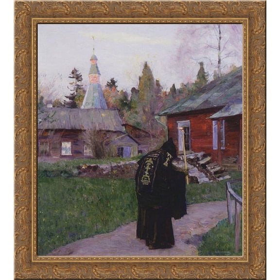 Vesper 24x16 Gold Ornate Wood Framed Canvas Art by Nesterov, Mikhail
