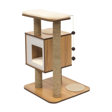Vesper Cat Tree & Condo Scratching Post Tower, Walnut