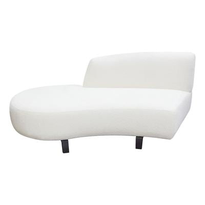 Vesper Curved Armless Left Chaise in Faux White Shearling w/ Black Wood Leg Base by Diamond Sofa