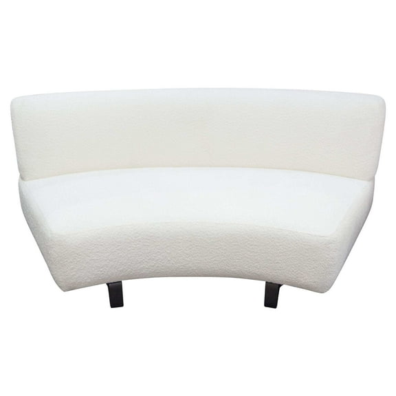 Vesper Curved Armless Sofa in Faux White Shearling w/ Black Wood Leg Base by Diamond Sofa