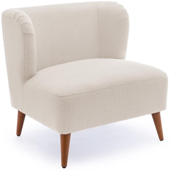 Vesper Milky White Textured Polyester Boucle Fabric Accent Chair