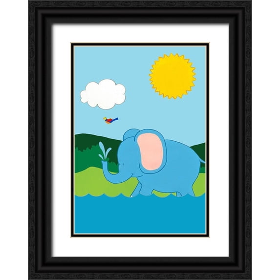 Vess, June Erica 11x14 Black Ornate Wood Framed with Double Matting Museum Art Print Titled - Jungle Jamboree Collection F