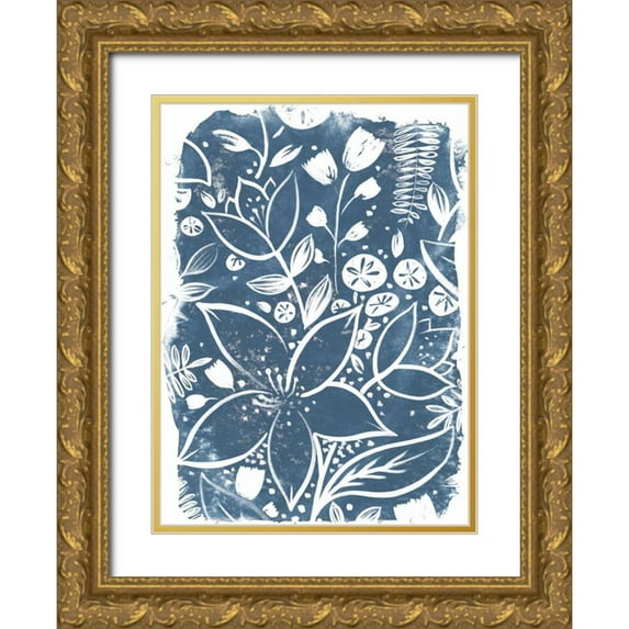 Vess, June Erica 11x14 Gold Ornate Wood Framed with Double Matting Museum Art Print Titled - Garden Batik II