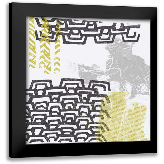 Vess, June Erica 12x12 Black Modern Framed Museum Art Print Titled - Block Print Abstract VIII