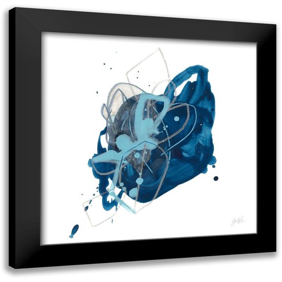 Vess, June Erica 12x12 Black Modern Framed Museum Art Print Titled - Blue Ink Blot II