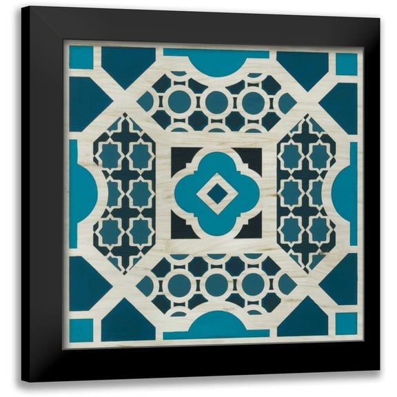 Vess, June Erica 12x12 Black Modern Framed Museum Art Print Titled - Embellished Indigo Lattice V