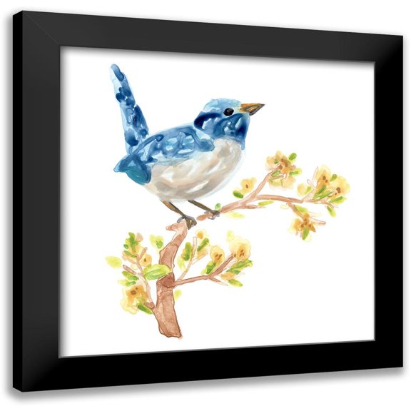 Vess, June Erica 12x12 Black Modern Framed Museum Art Print Titled - Springtime Songbirds I