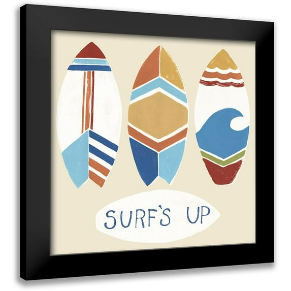 Vess, June Erica 12x12 Black Modern Framed Museum Art Print Titled - Surfs Up! I