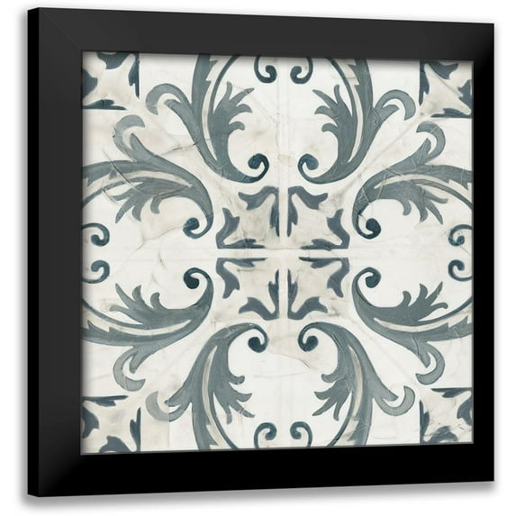 Vess, June Erica 12x12 Black Modern Framed Museum Art Print Titled - Teal Tile Collection I