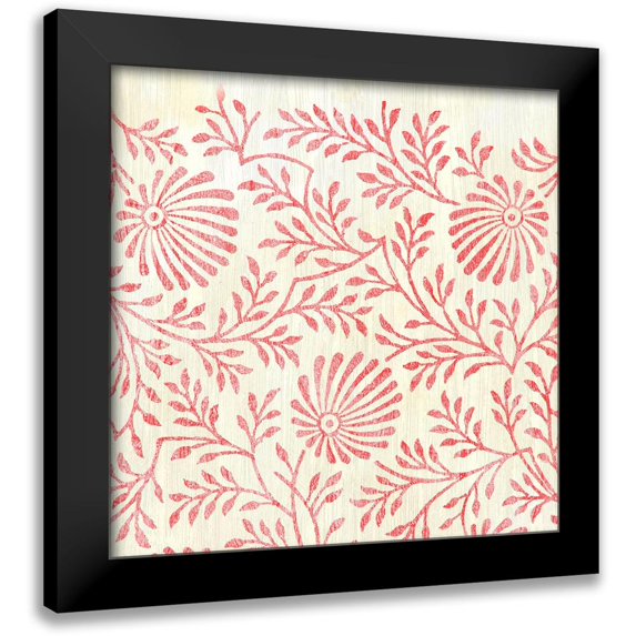 Vess, June Erica 12x12 Black Modern Framed Museum Art Print Titled - Weathered Patterns in Red VII