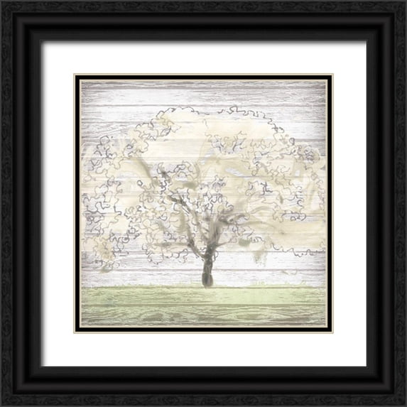 Vess, June Erica 12x12 Black Ornate Wood Framed with Double Matting Museum Art Print Titled - Barn Tree II