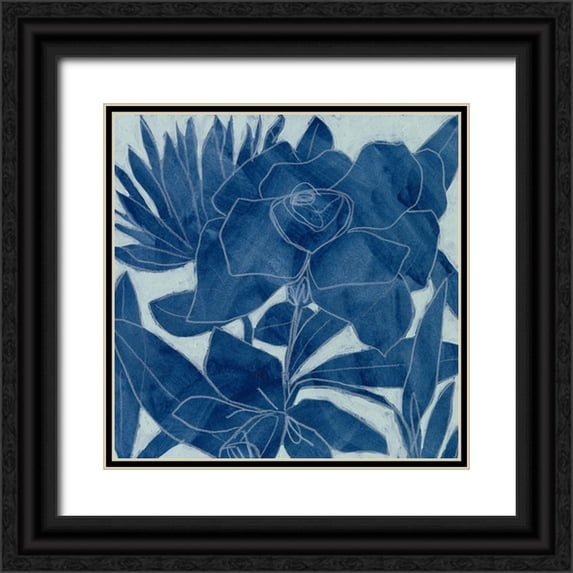 Vess, June Erica 12x12 Black Ornate Wood Framed with Double Matting Museum Art Print Titled - Blue Lagoon Silhouette II