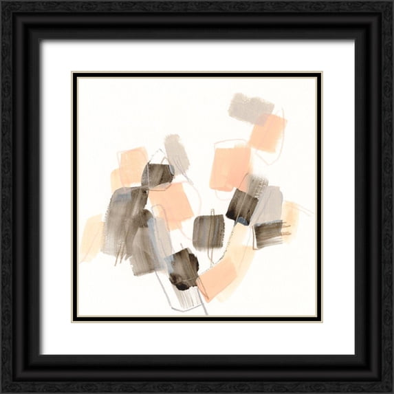 Vess, June Erica 12x12 Black Ornate Wood Framed with Double Matting Museum Art Print Titled - Blush Gambit I