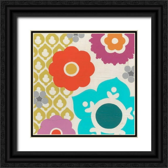 Vess, June Erica 12x12 Black Ornate Wood Framed with Double Matting Museum Art Print Titled - Candy Blossoms III