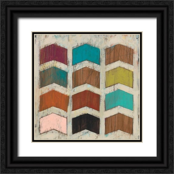 Vess, June Erica 12x12 Black Ornate Wood Framed with Double Matting Museum Art Print Titled - Chevron Matrix IV