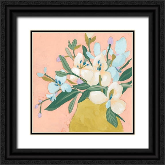 Vess, June Erica 12x12 Black Ornate Wood Framed with Double Matting Museum Art Print Titled - Floral Allure II