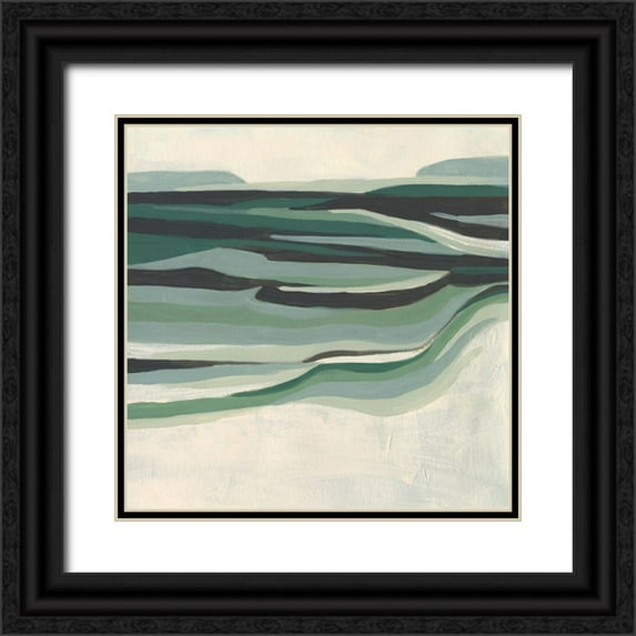 Vess, June Erica 12x12 Black Ornate Wood Framed with Double Matting Museum Art Print Titled - Green Mesa II